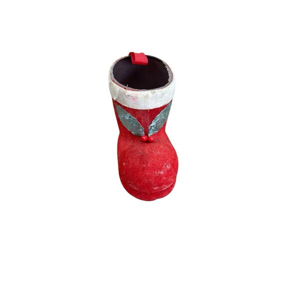 Vintage Flocked Christmas Santa Mrs. Claus Boot Planter Mid Century Modern LOT 3 - Picture 11 of 12